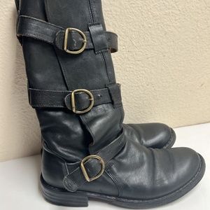 Fiorentini + Baker Eternity 3 Buckle Black Leather Moto Boots 7040 size 7 sz 37